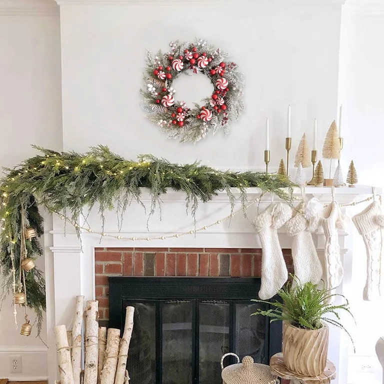 Christmas Wreaths for Front Door, 242Inch Large Outdoor Christmas Wreath with Berries Velvet Bow,... | Walmart (US)