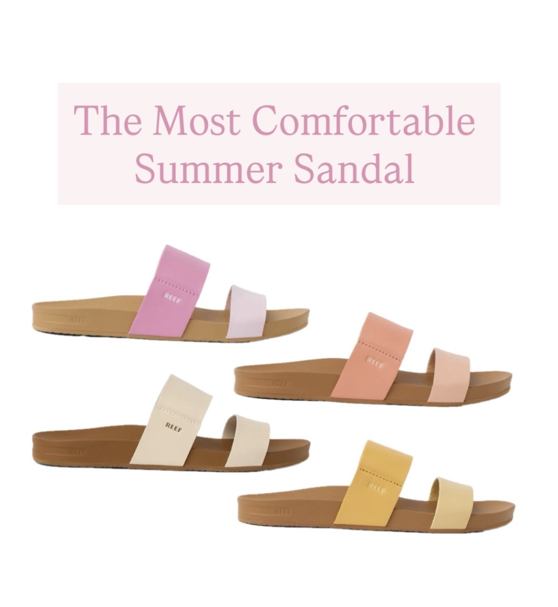 The most comfortable everyday sandals I’ve found 🙌 These Reef Vista sandals are lightweight, cushioned, and perfect for busy mom life, beach days, and summer travel. Easy to dress up or down and they go with everything from denim shorts to casual dresses. A must-have for spring and summer outfits!

#LTKspring #LTKSeasonal #LTKspringtrends