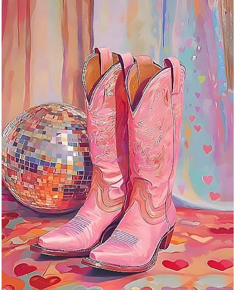 Vintage Boots Paint by Number Kits,Retro Disco Ball Paint by Numbers Kit for Adults Beginner With... | Amazon (US)