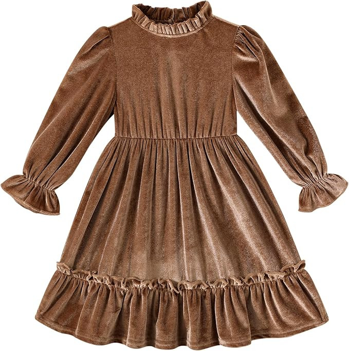 JEELLIGULAR Toddler Girls Long Sleeve Velvet Vintage Dresses for Littler Kids Fall Winter Clothes... | Amazon (US)