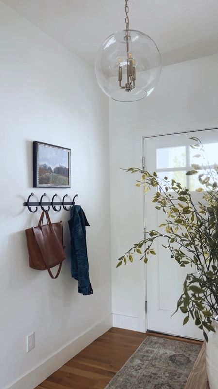 A simple idea for a blank wall in an entryway- a coat rack hook with a piece of artwork above it!

#LTKhome #LTKstyletip #LTKFind