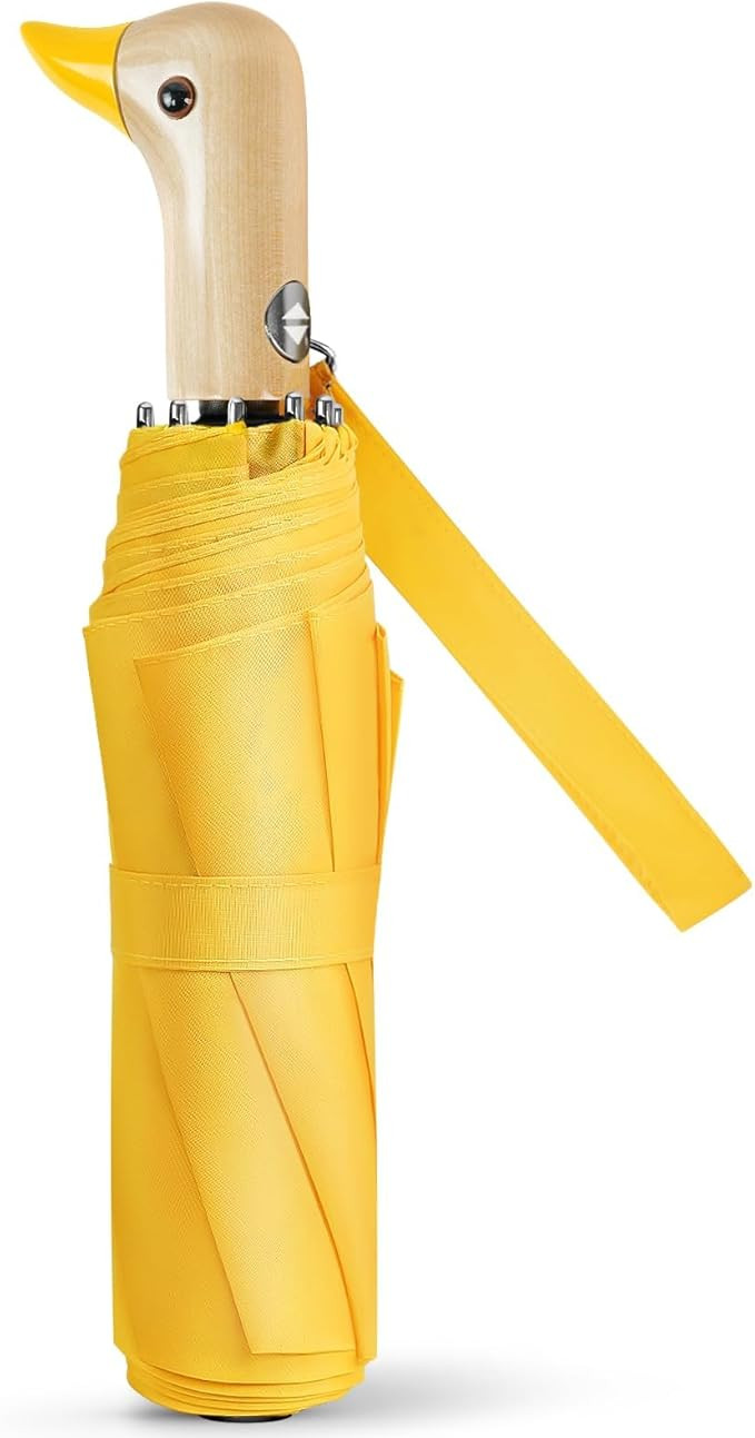 Cute Duck Umbrella Automatic - Compact Pretty Pocket Size Strong Duck Collapsible Umbrella Yellow... | Amazon (US)