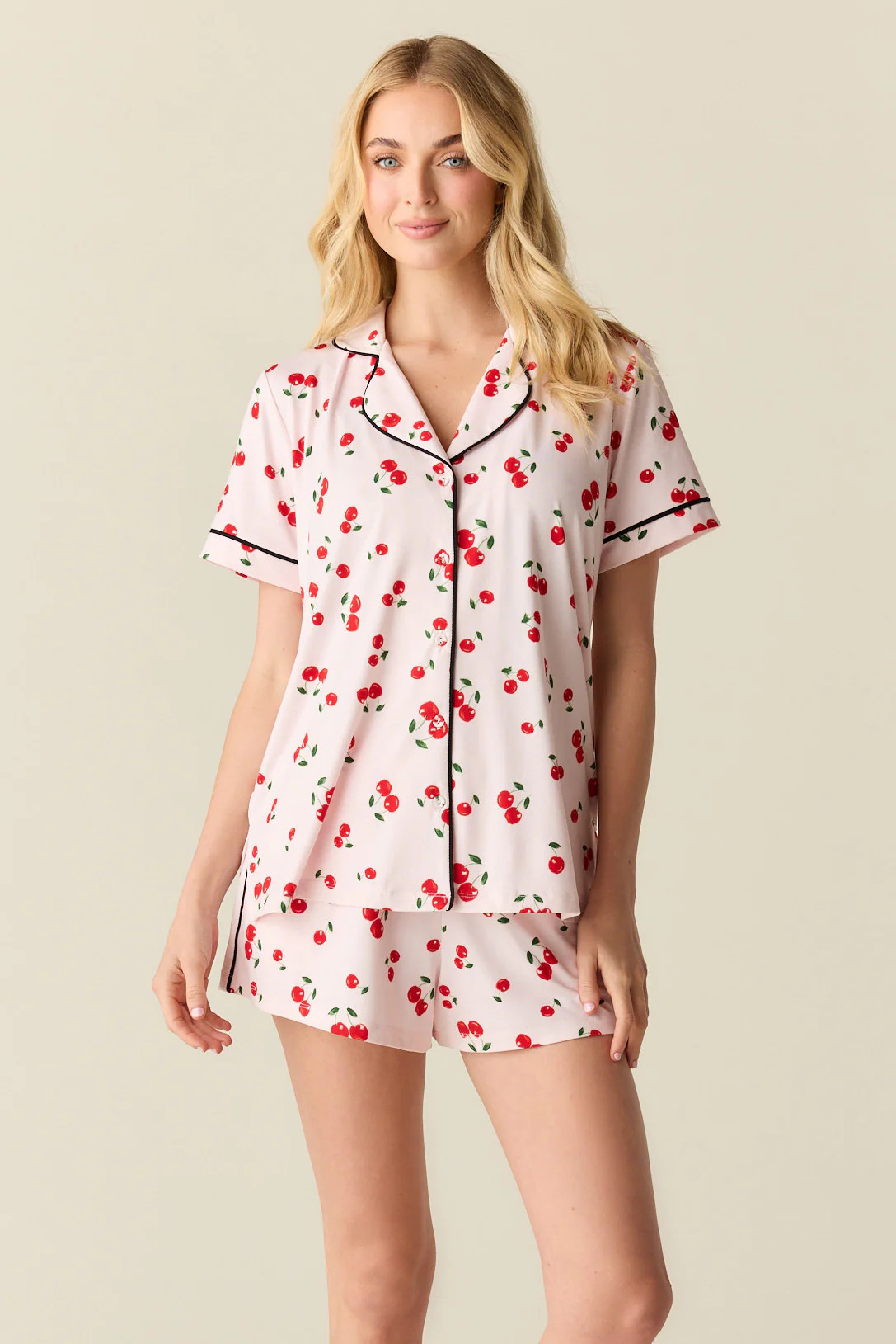 Maren Cloud Jersey PJ Set in Very Cherry | MASONgrey