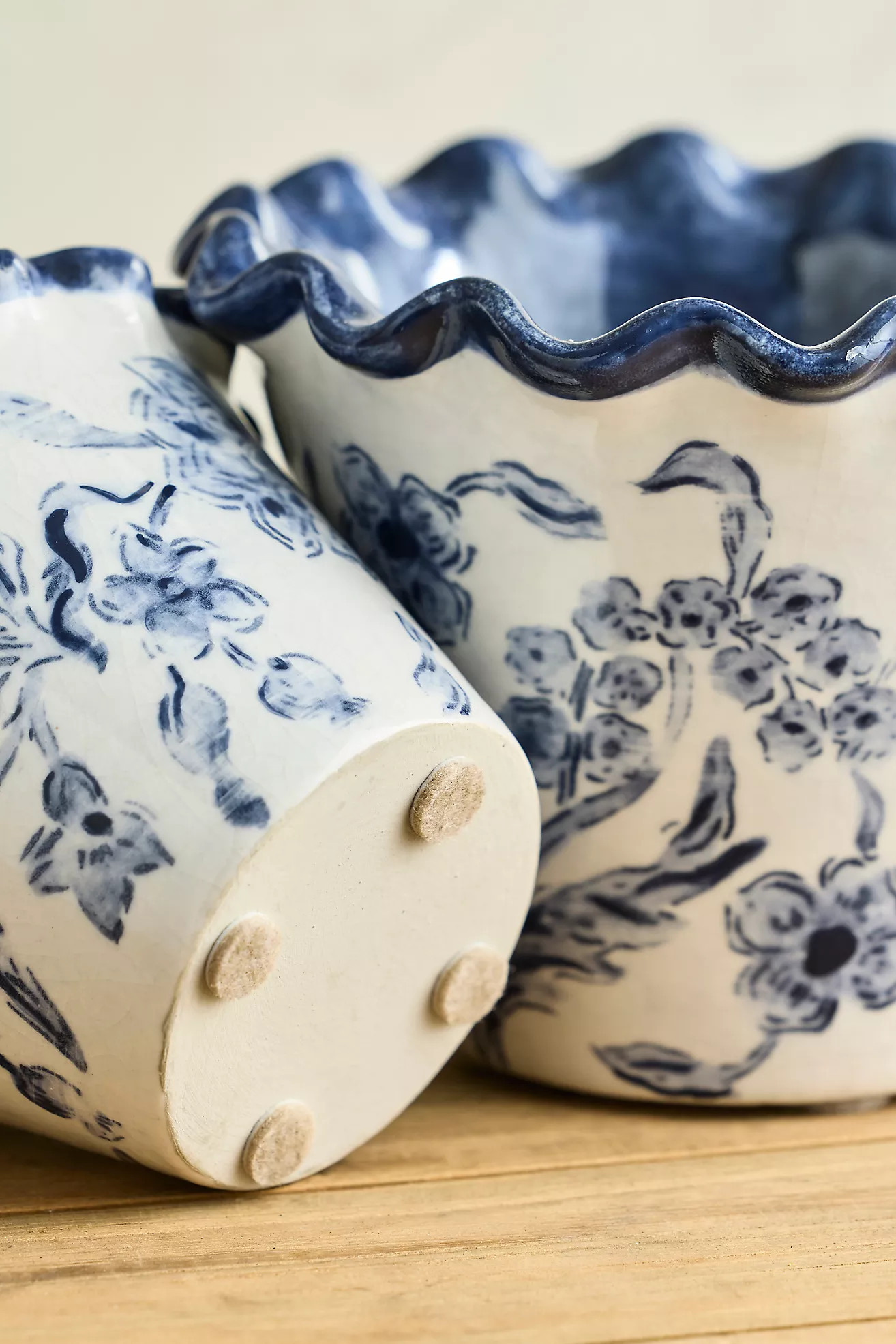 Ruffled Blue Lace Terracotta Planter | Anthropologie (US)