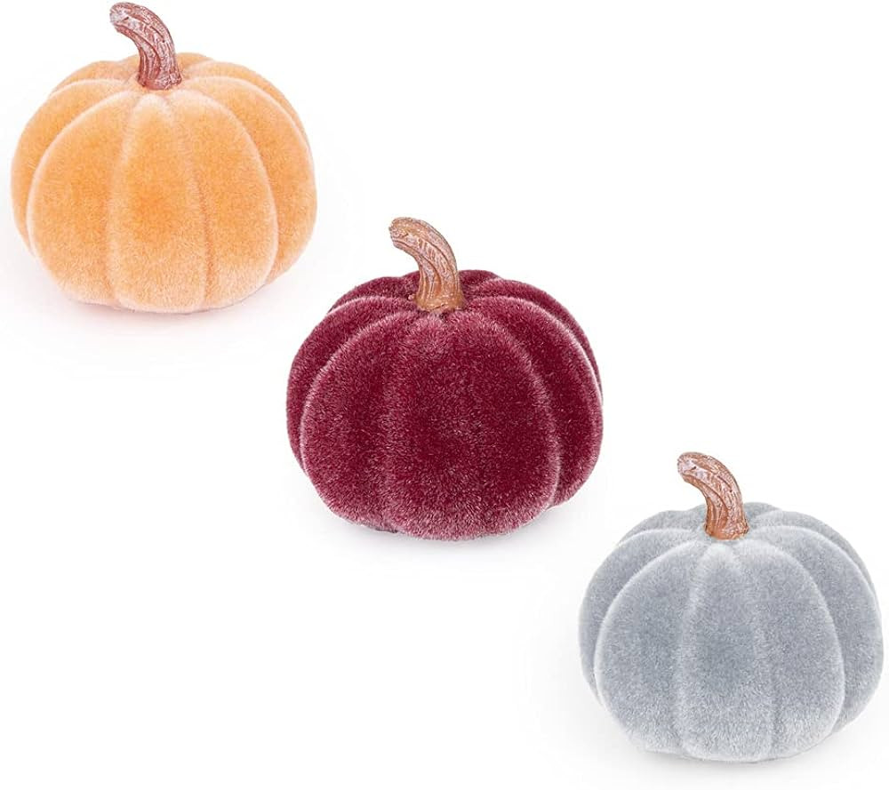Boston International Decorative Tabletop Velvet Pumpkins, 2-Inches | Amazon (US)