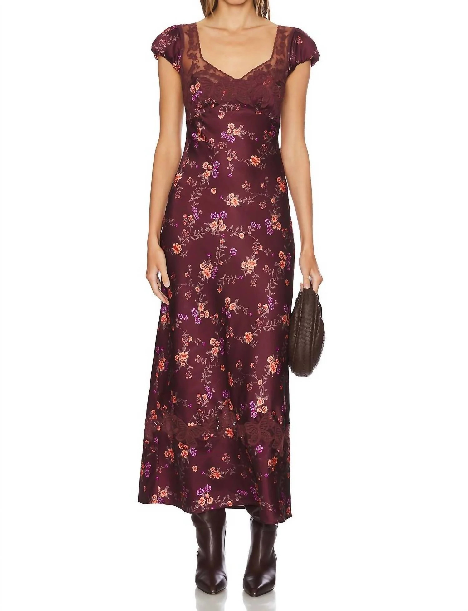 Butterfly Babe Midi Dress In Brown | Shop Simon