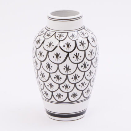 White & Black Patterned Vase 38x24cm | TK Maxx