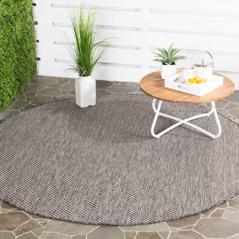 Safavieh Courtyard 10 x 10 (ft) Loomed Synthetic Black/Beige Round Indoor/Outdoor Solid Area rug | Lowe's