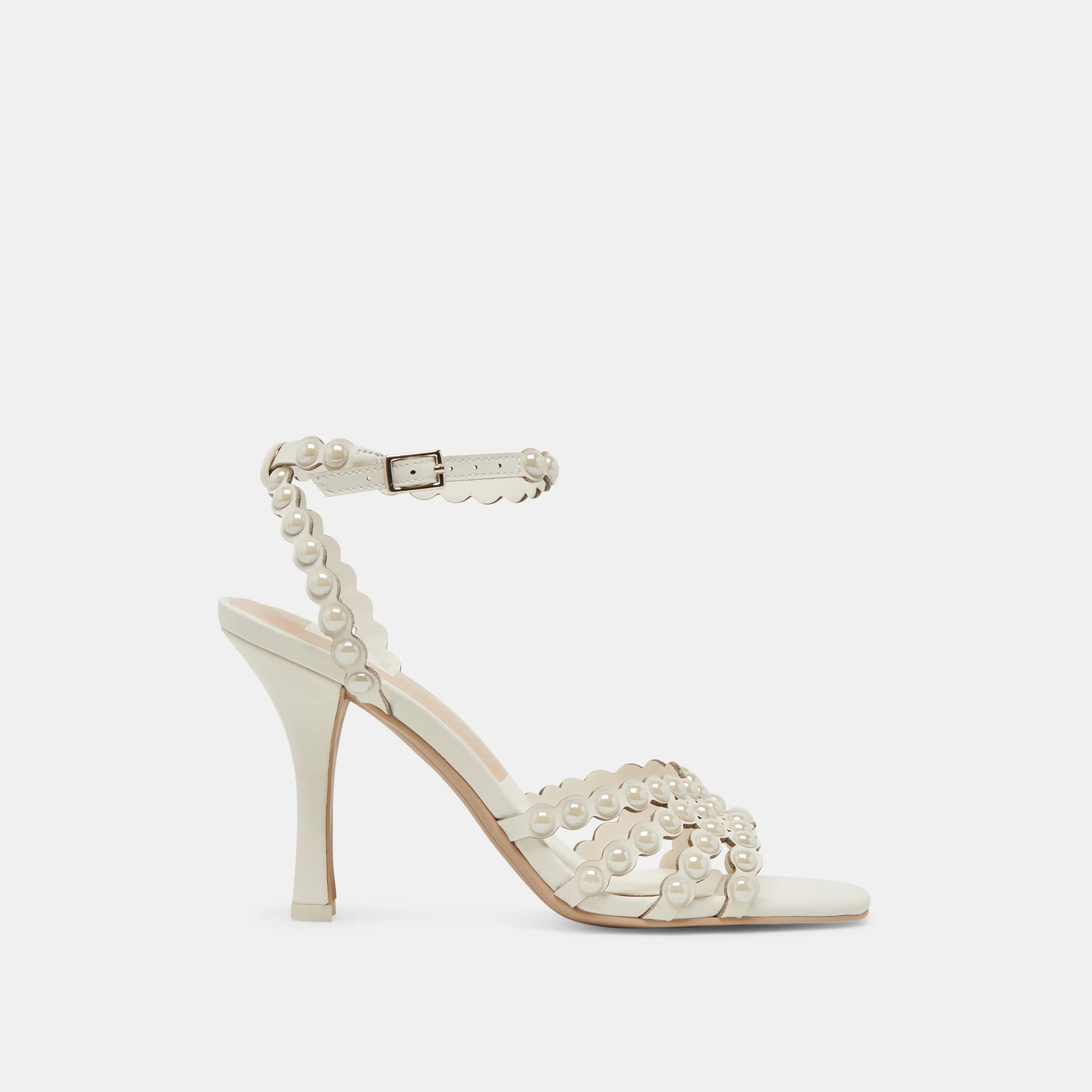 HELLEN PEARL HEELS WHITE LEATHER | DolceVita.com