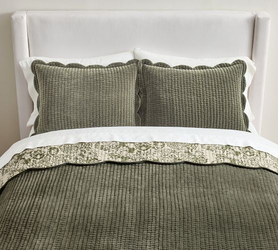 Velvet Scallop Edge Reversible Quilted Sham | Pottery Barn (US)