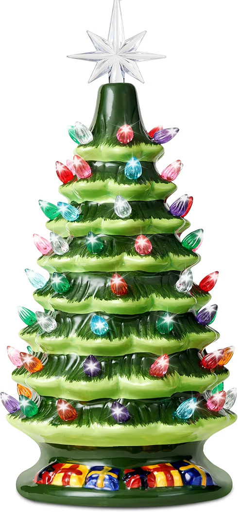 Joiedomi 15" Tabletop Prelit Ceramic Christmas Tree with 70 Multicolor Lights, Hand-Painted Ceram... | Amazon (US)