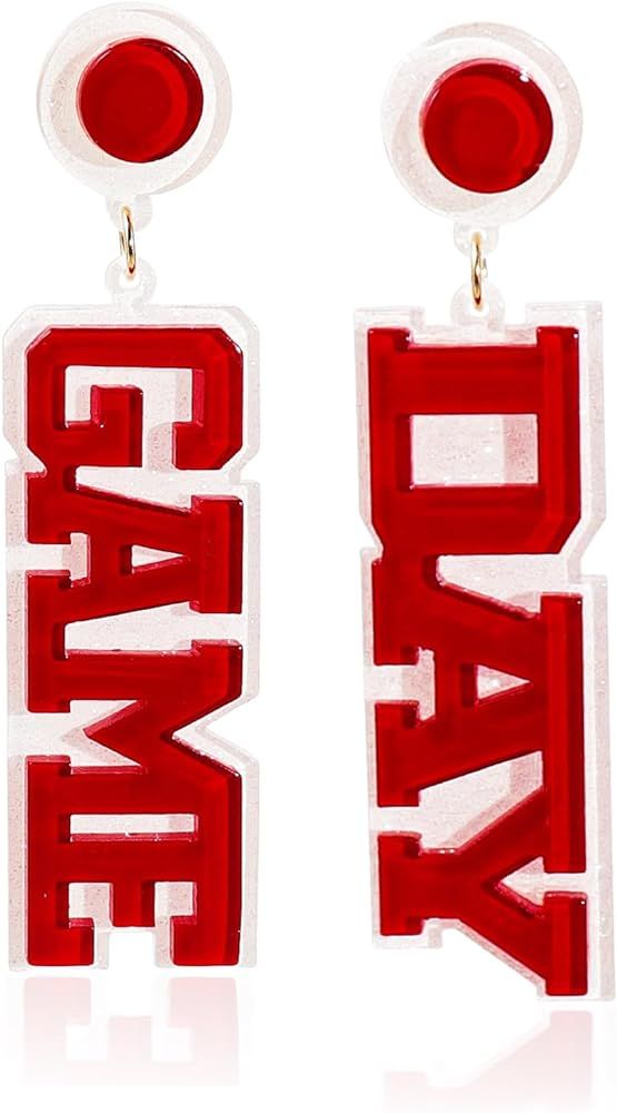 Acrylic Game Day Earrings Dangle Football Team Sports Fan Earrings for Women | Amazon (US)