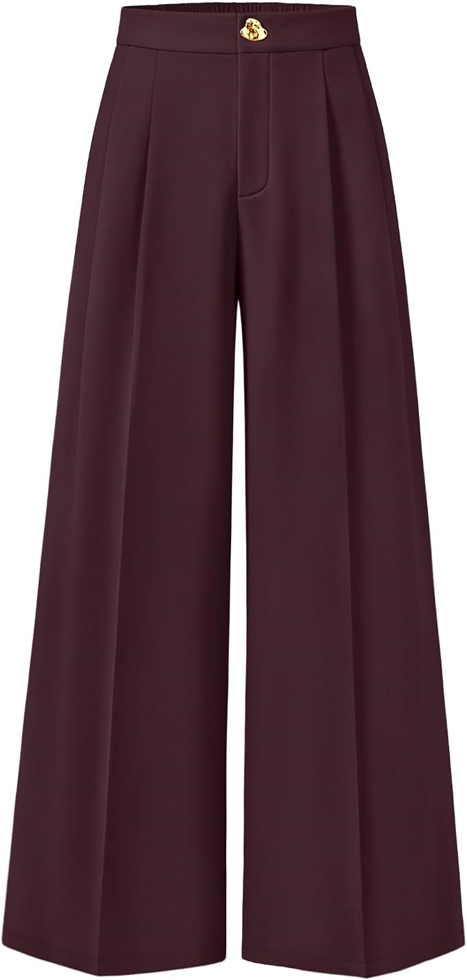 ZESICA Womens Wide Leg Dress Pants 2026 High Waisted Work Palazzo Pants Office Business Casual Fl... | Amazon (US)