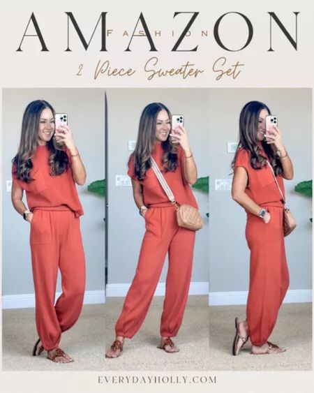 fall outfit idea, comfy, rust 2 piece sweater set size xs. comes in a ton of colors. wear together or as separates. The cutest crossbody bags with thick straps that are removable. Fall fashion trends, look for less, comfy outfit, mom style, fall fashion trends, weekend outfit

#LTKSeasonal #LTKstyletip #LTKfindsunder50
