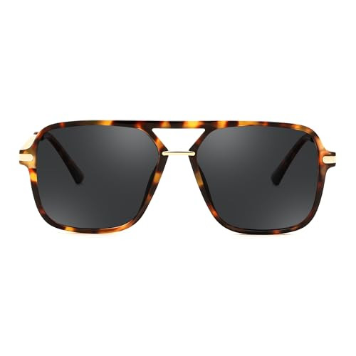 FEISEDY Retro Square Aviator Sunglasses for Women & Men, Polarized Lens, Classic Double Bridge Frame Shades B4195 | Amazon (US)