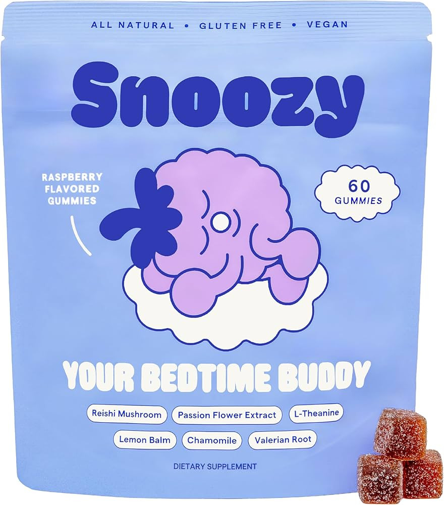Snoozy Bedtime Buddy, Reishi Mushroom Sleep Gummies | Chamomile, Valerian Root, Lemon Balm Extrac... | Amazon (US)