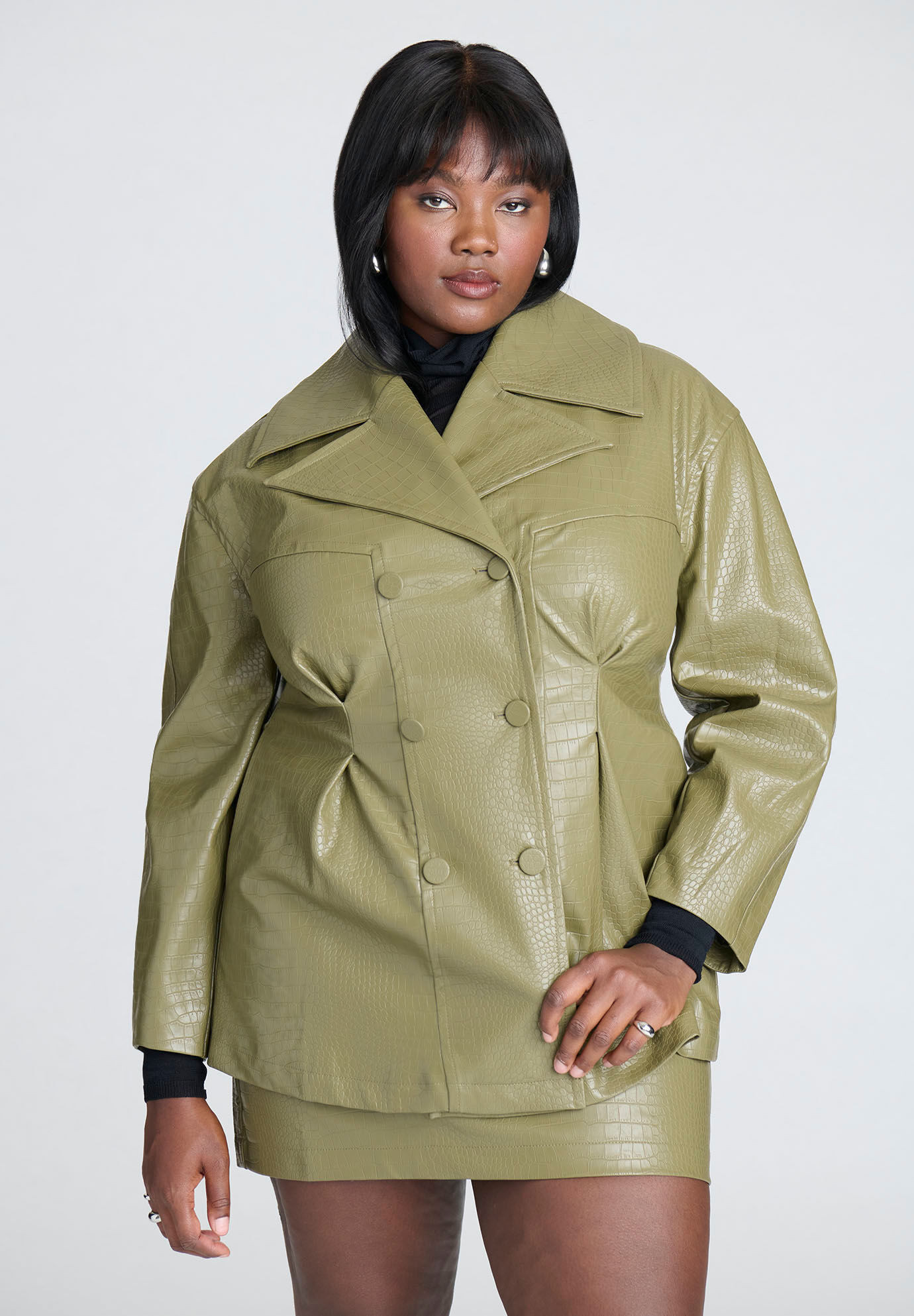 Croc Faux Leather Jacket | Eloquii