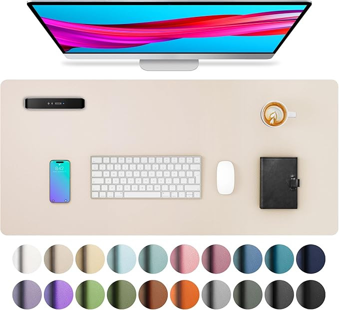 Aothia Large PU Leather Desk Pad Protector – Non-Slip Mouse Pad & Writing Mat for Office/Home, ... | Amazon (US)