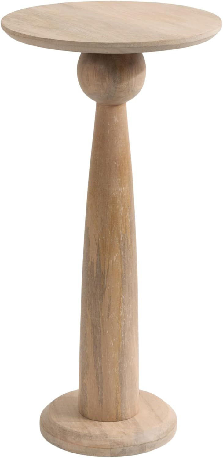 Kate and Laurel Jakob Modern Wooden Round Side Table, 12 x 24, Light Natural, Circle Pedestal Tab... | Amazon (US)