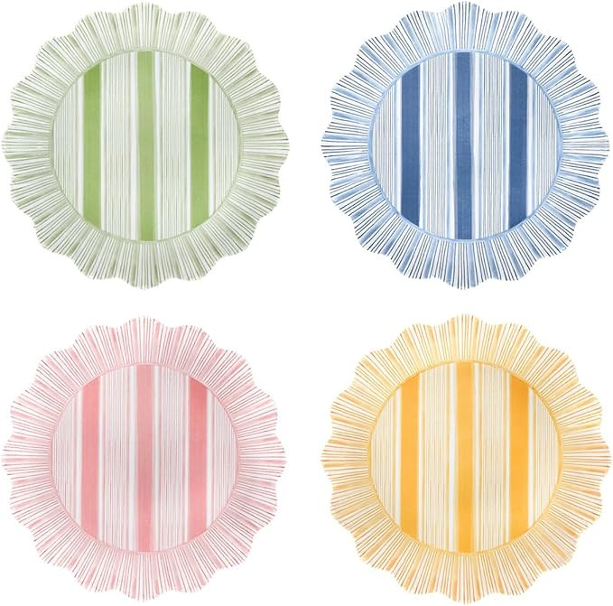 Juliska Cabana Stripe Melamine Dessert/Salad Plate Assorted Set/4 - Multi | Amazon (US)