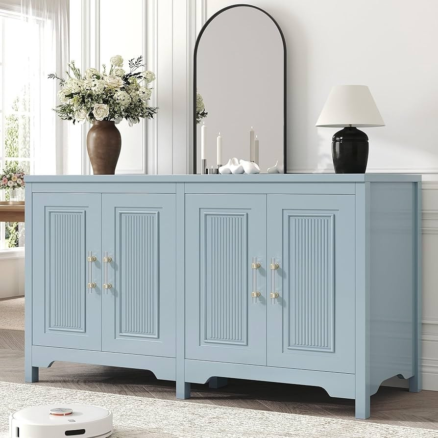Buffet Cabinet with Storage, 55" Blue Kitchen Storage Cabinet with Shelves, Modern Farmhouse Coff... | Amazon (US)