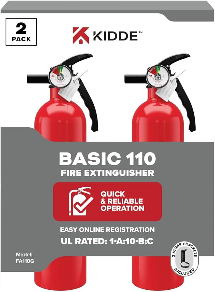 Kidde Multi Purpose Fire Extinguisher for Home, Office, Dorm, Residential, 1A10BC, 2 Pack | Amazon (US)