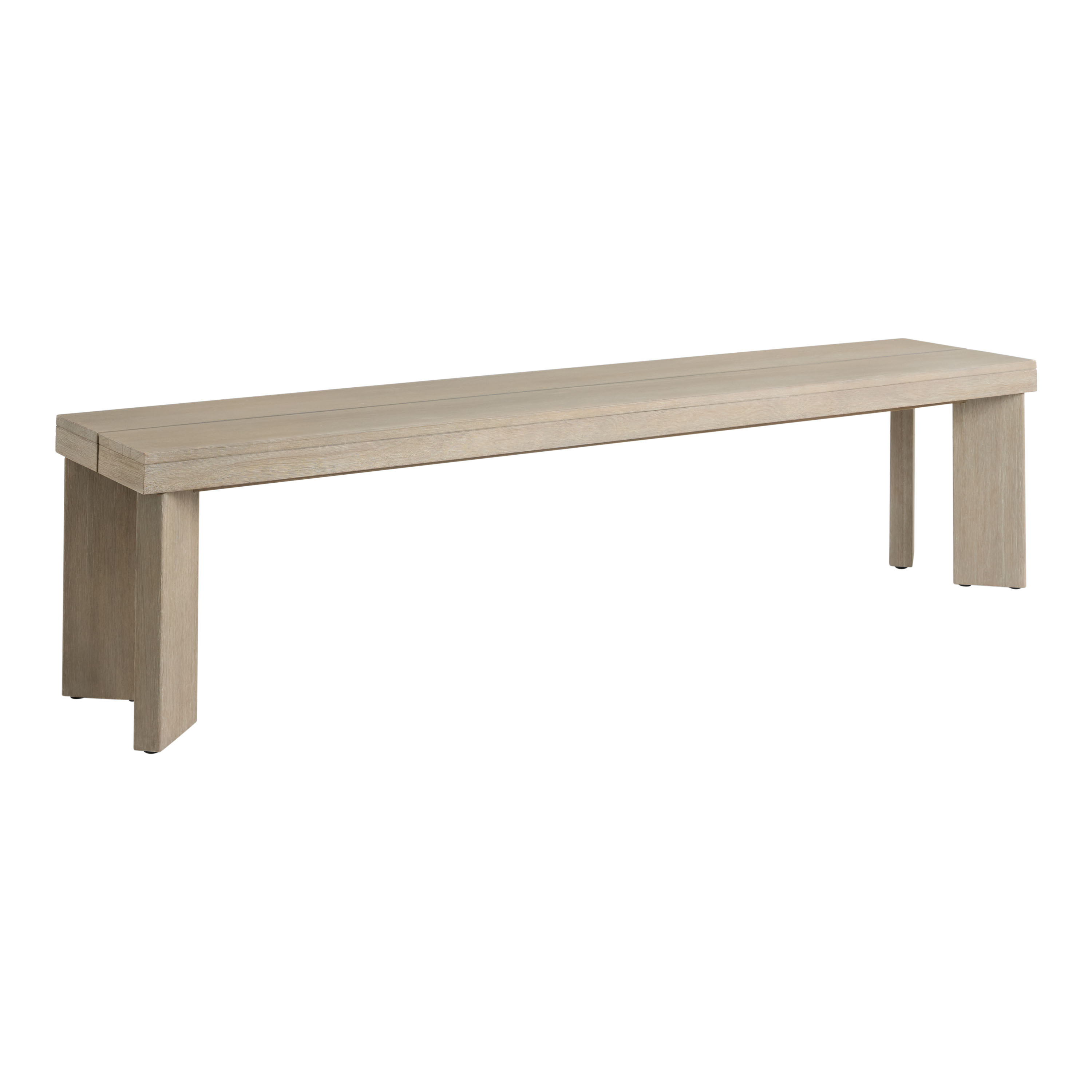 Torrey Wide Slat Eucalyptus Angled Leg Outdoor Dining Bench | World Market