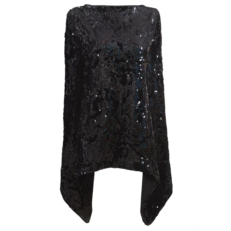 La Vita Sequin Black Velvet Sleeveless Top With Tie-Back Detailing | Wolf and Badger (Global excl. US)