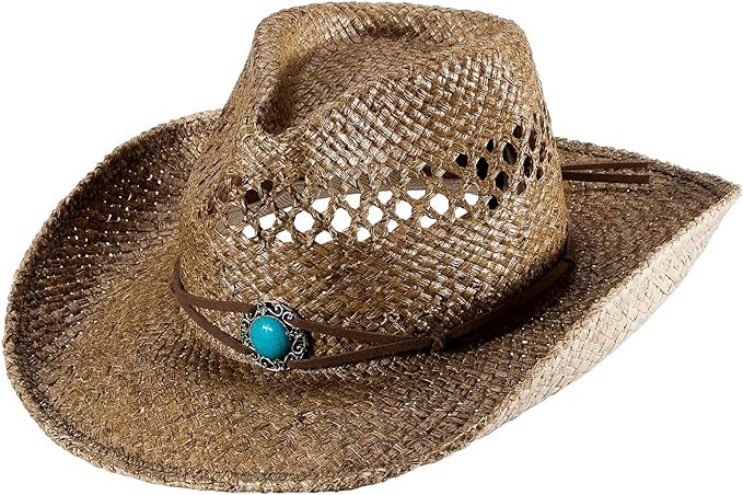 MIX BROWN Western Hats for Women Cowboy Outback Raffia Sun Hat Cowgirl Summer Beach Hats Shapeabl... | Amazon (US)