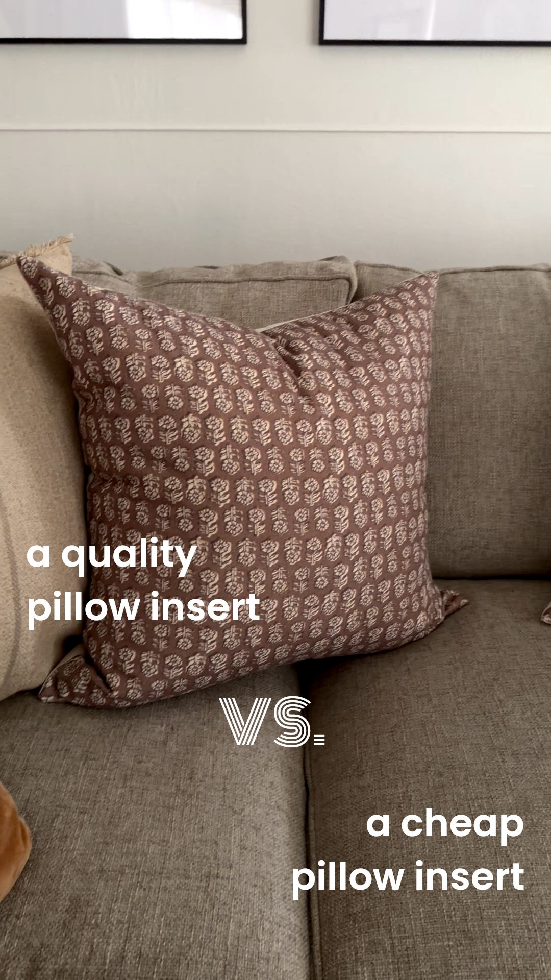 Good quality pillow inserts make a huge difference! I’ve linked my favorite pillow inserts that are faux down so fluff really well. I go up 2 sizes from the pillow cover to the pillow inserts. This pillow cover is 24x24 and I used 26x26 inserts for a full look. Hope this helps! 

#LTKHome