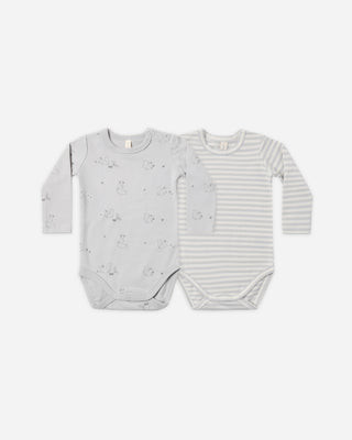 Jersey Bodysuit, 2 Pack Squirrel, Cloud Stripe | Rylee + Cru