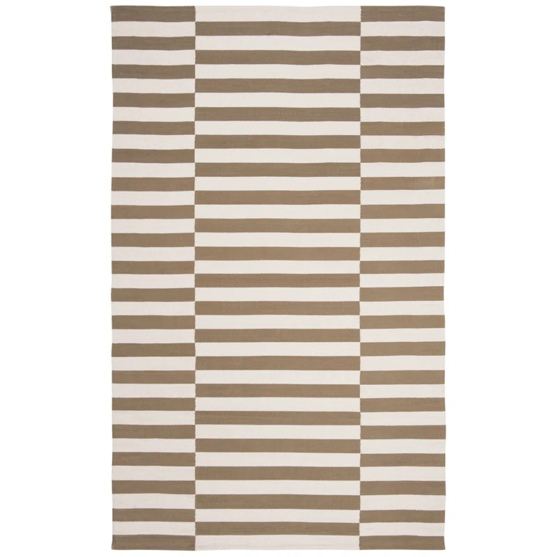 Ludlow Stripe Striped Handmade Flatweave Cotton Area Rug in Sepia | Wayfair North America