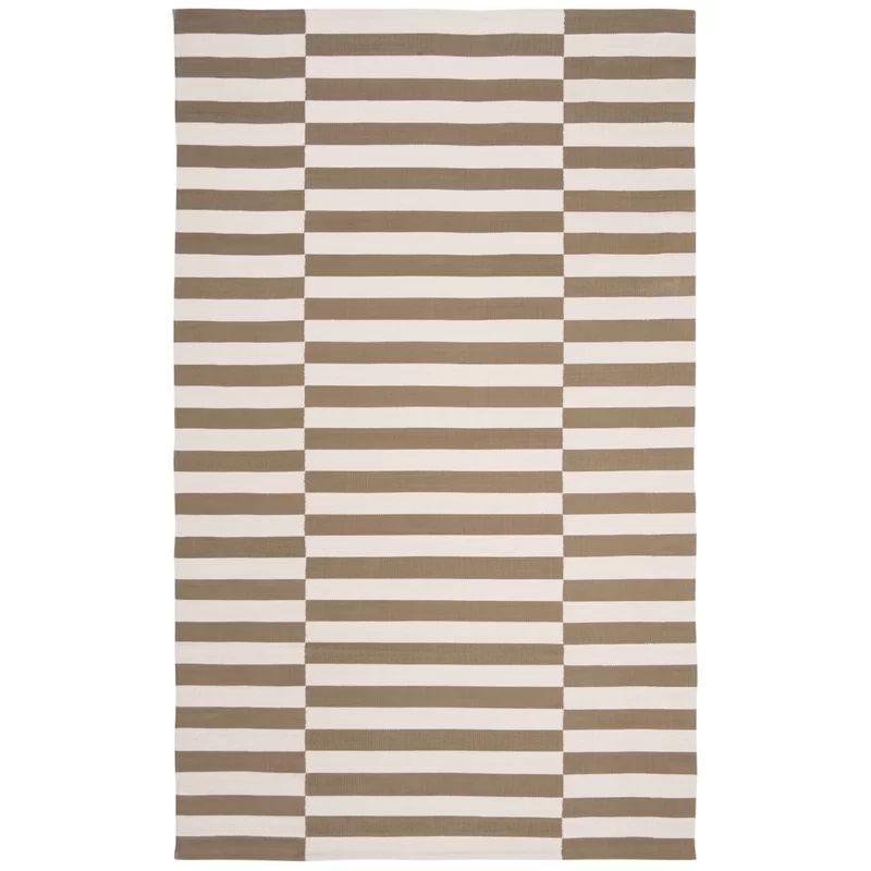 Ludlow Stripe Striped Handmade Flatweave Cotton Area Rug in Sepia | Wayfair North America