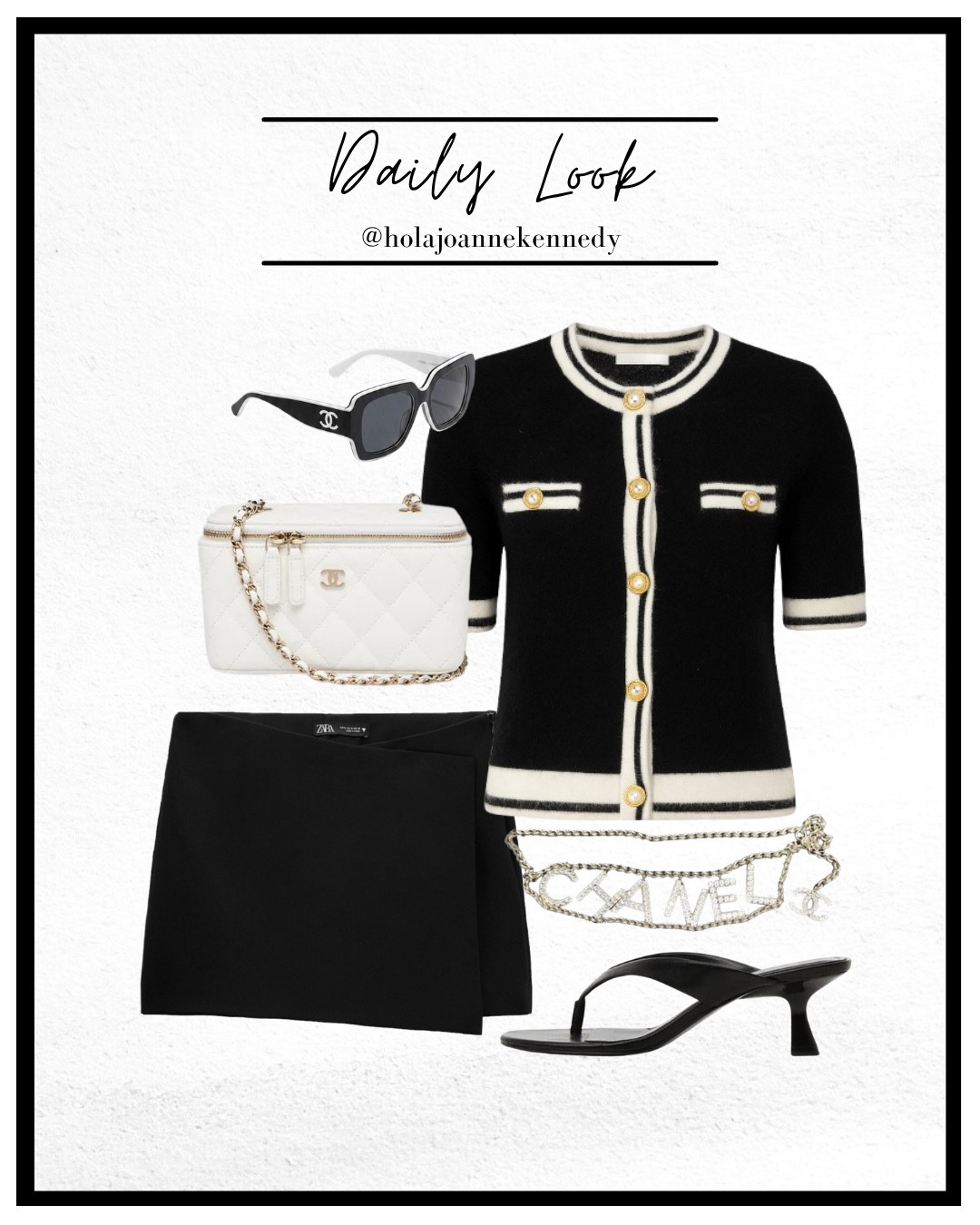 monochrome outfit, black and white outfit, luxury style, old money aesthetic, chic outfit, Zara skort, cardigan outfit, gold button cardigan, designer inspired style, Chanel accessories, vanity bag, black heels, toe post heels, classy fashion, elevated basics, smart casual outfit, spring style, summer outfit inspiration, capsule wardrobe, neutral fashion, effortless chic, luxury lifestyle, everyday elegance, fashion influencer style, UK fashion

#LTKuk #LTKsummer #LTKstyletip