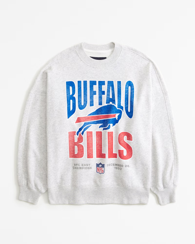 Abercrombie & Fitch Women's Buffalo Bills Graphic Oversized Sunday Crew in Light Grey - Size XXS | Abercrombie & Fitch (US)