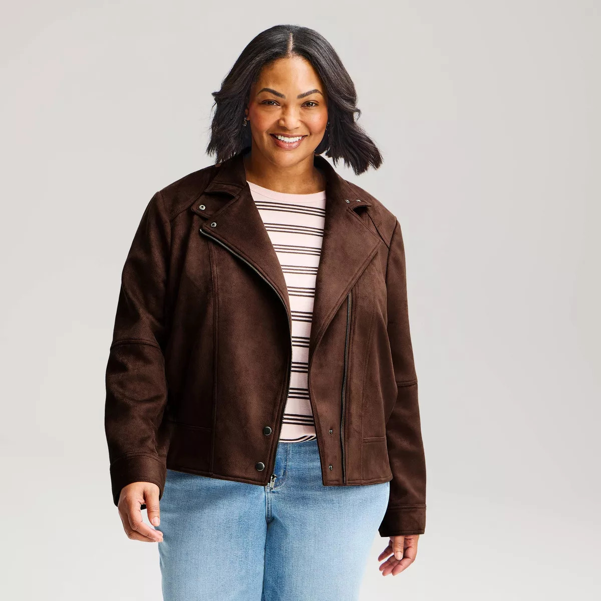 Women's Moto Suede Jacket - Universal Thread\u2122 Brown XXL | Target