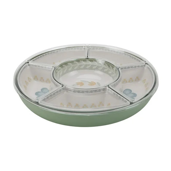 Better Homes and Gardens Bamboo Melamine Floral Chip and Dip Serve Tray | Walmart (US)
