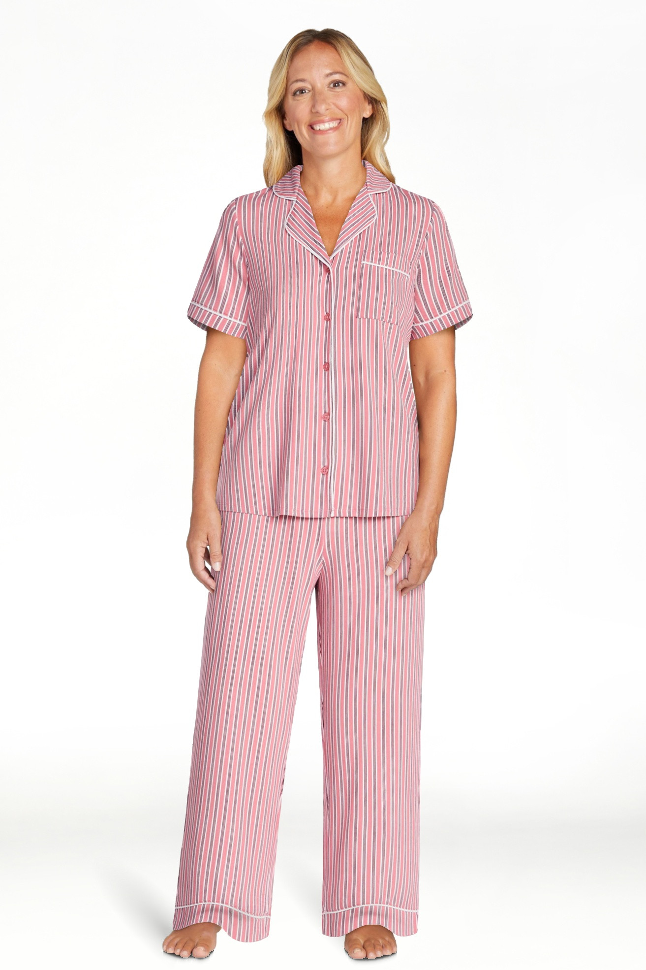 Joyspun Women's Dreamy Soft Collection Notch Collar Top and Capri Pants Pajama Set, 2-Piece, Size... | Walmart (US)