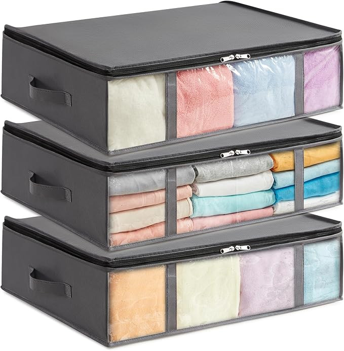 Lifewit 3 Pack Under Bed Storage,40L Clothes Storage Bags with Clear Window | Amazon (UK)