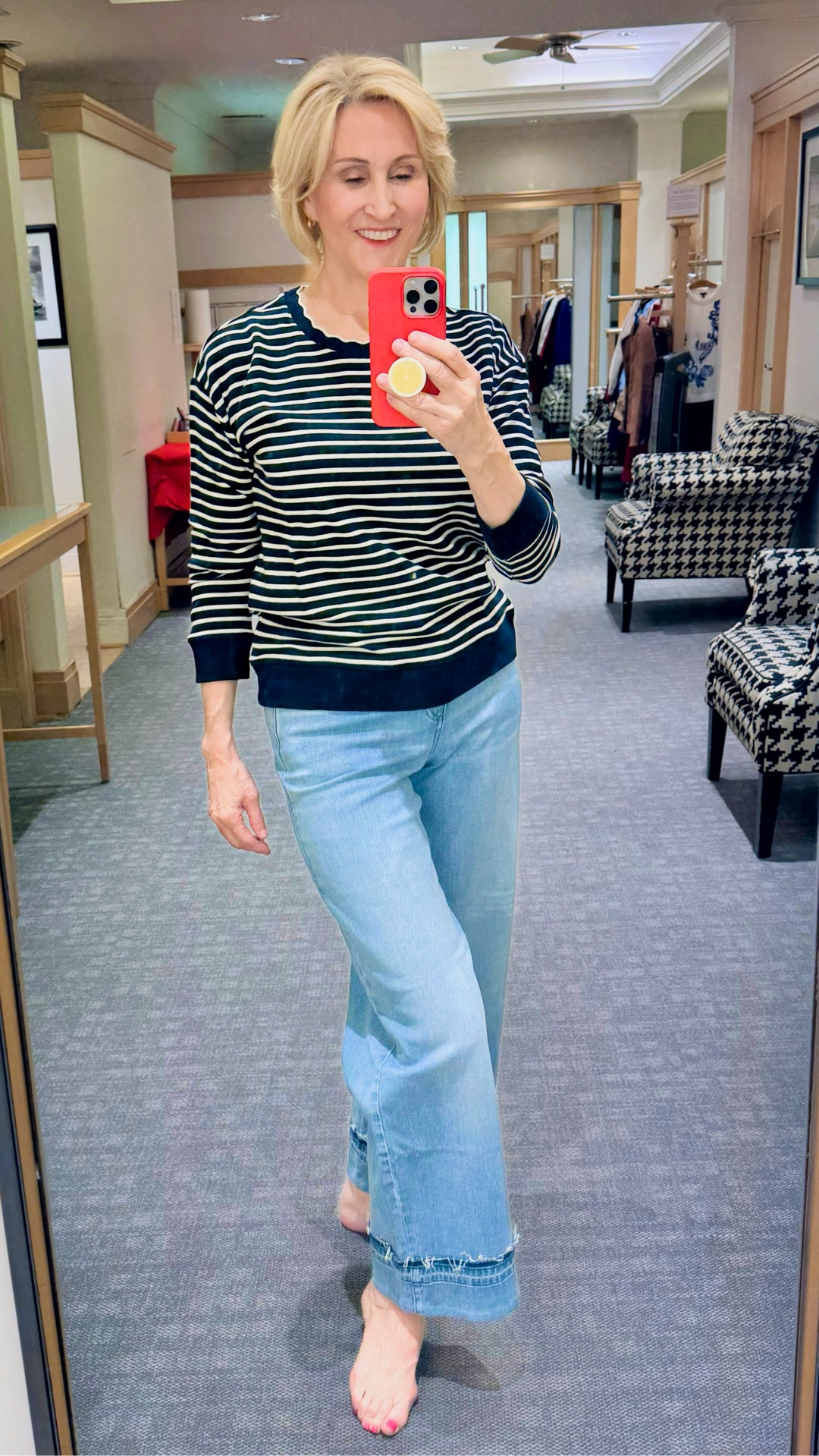You really can’t go wrong with a classic sailor stripe 💙⚓️

This one from Talbots just feels so timeless — easy to throw on, but still looks like you made an effort. I paired it with trouser jeans for a slightly more polished feel (aka my favorite kind of everyday outfit 🙌).

It’s giving effortless, a little coastal, and perfect for those “what do I wear?” days ✨

#LTKgrwm #LTKSeasonal #LTKOver40