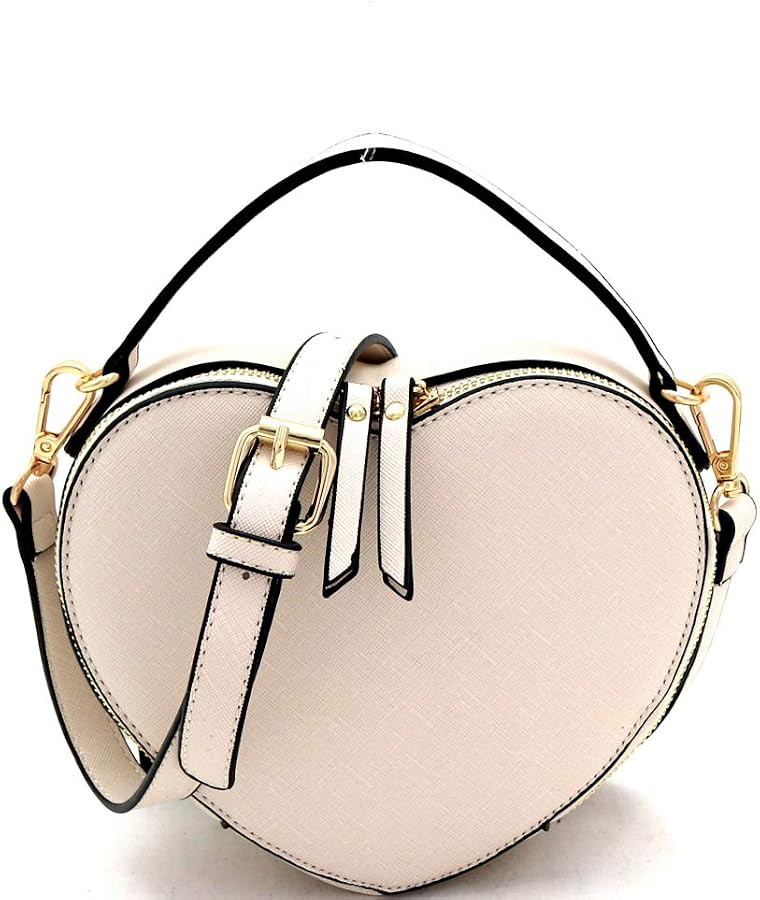 Trendeology Cute Heart Shape Girls Womens Vegan Leather Small Handle Satchel Crossbody Purse | Amazon (US)