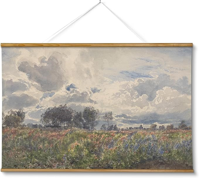 ARPEOTCY Extra Large Vintage Framed Wall Art, 36x54 Inch Farmhouse Retro Watercolor Sky Field Lan... | Amazon (US)