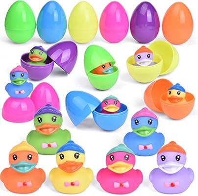 Amazon.com: FUN LITTLE TOYS 12 PCs Easter Eggs Prefilled with Bath Toys Ducks, Bath Toy Squirters... | Amazon (US)