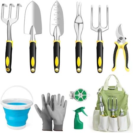 WEWILL Garden Tools Set Gardening Tool Kits Heavy Duty Aluminum Hand Tools Kits with Sprayer,Weeder, | Walmart (US)