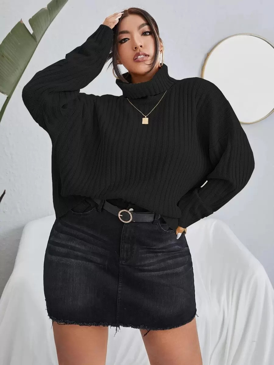 Plus Turtleneck Drop Shoulder Sweater
   
      SKU: sf2109031215715105
          (1000+ Reviews)... | SHEIN