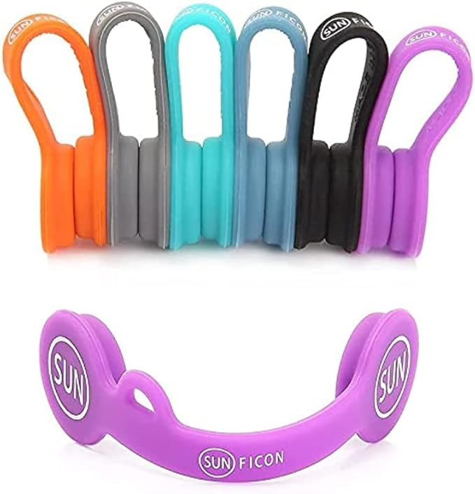 SUNFICON 6 Pack Magnetic Cord Organizers Cable Clips Cable Straps Silicone Twist Ties Colorful He... | Amazon (US)