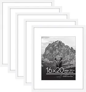 Americanflat 16x20 Picture Frame in White - Set of 5 Frames - Displays 11x14 With Mat and 16x20 W... | Amazon (US)