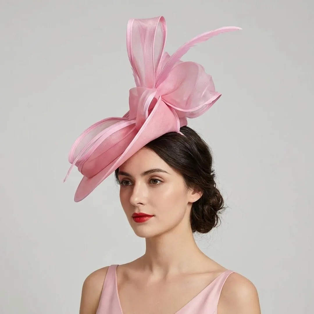 Pink Fascinator Hat for Derby, Elegant Statement Wedding Guest Headpiece | Etsy (US)