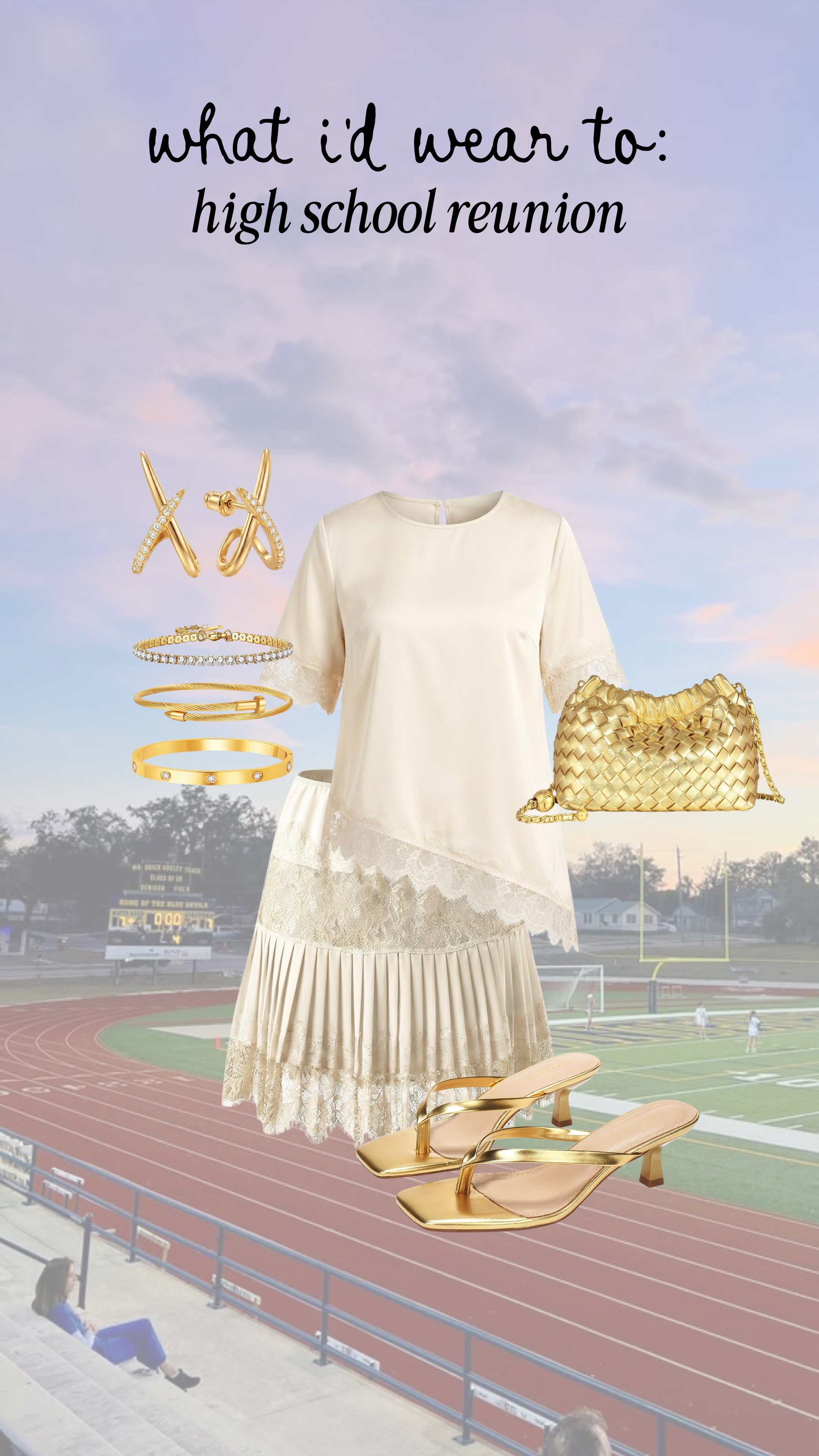 The perfect outfit for a high school reunion! I have been loving lace details recently! 

anti-pooch outfit, clutch, kitten heels 

 #LTKgrwm #LTKootd #LTKMidsize