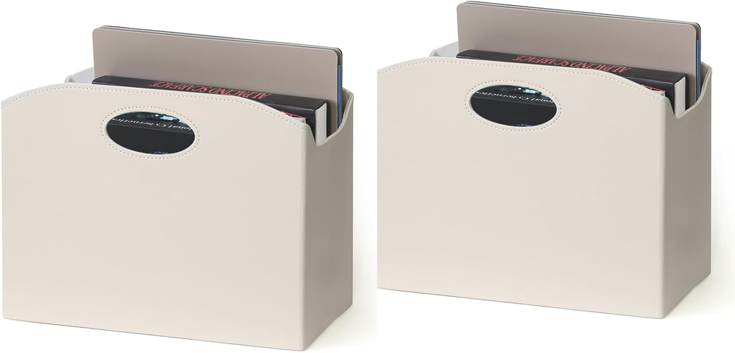 EZDeco Magazine Holder Foldable Magazine Rack Floor PU Leather File Holder Newspaper Book Storage... | Amazon (US)